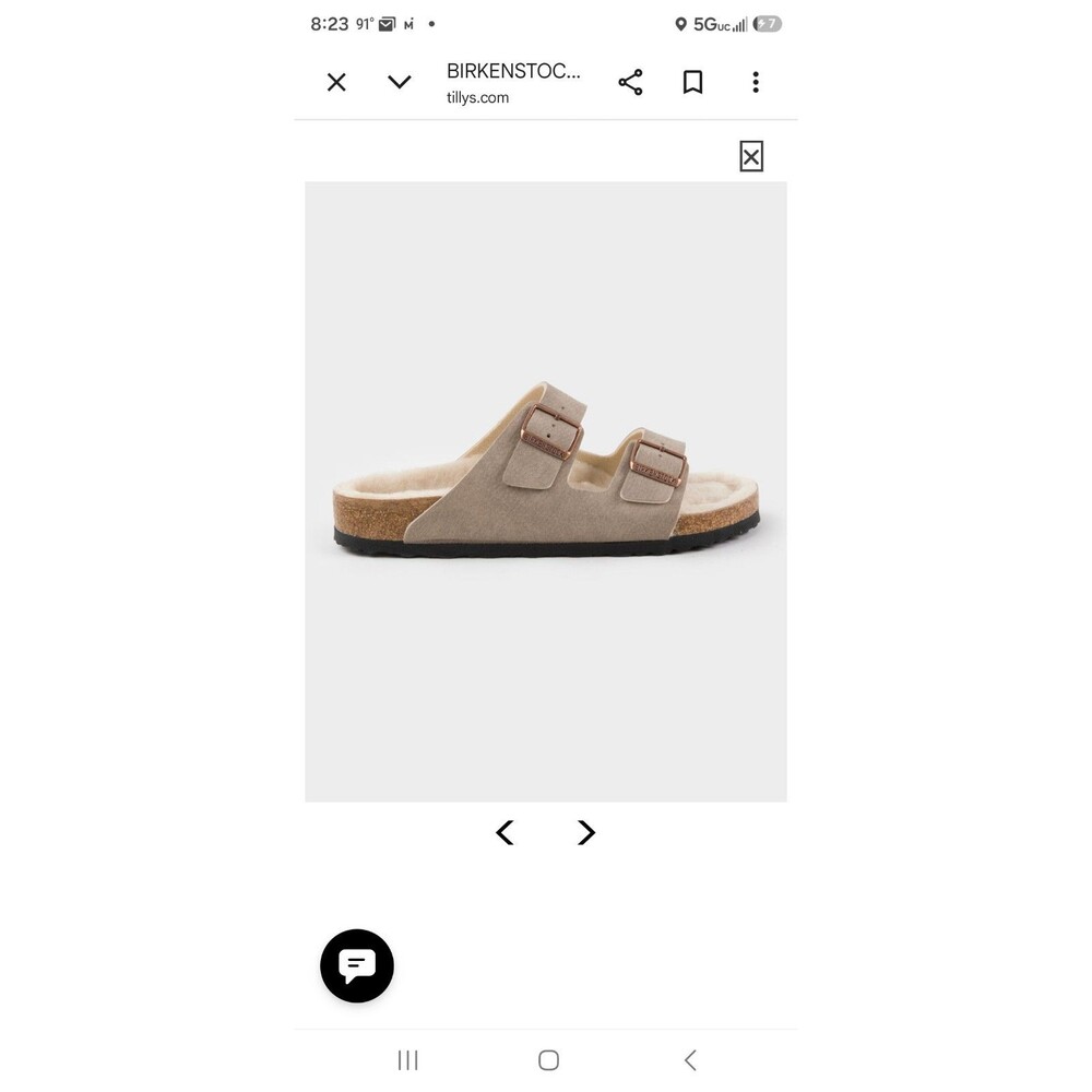 Birkenstock Arizona BS Shearling Lined Sandals Gray Taupe size 9